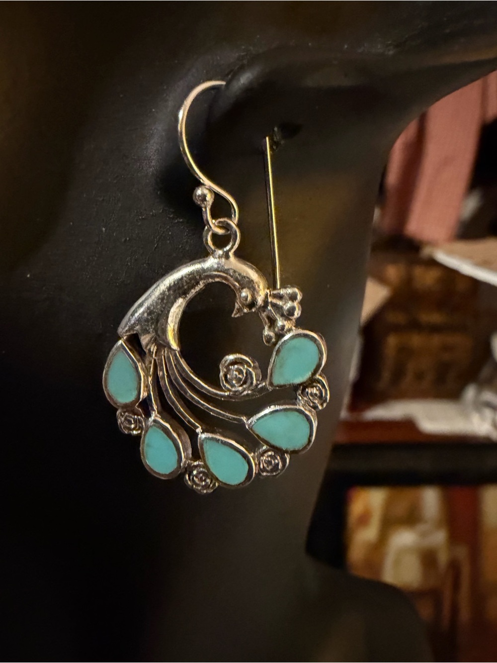 Spirit of Grace Peacock Turquoise Sterling Silver Earrings New 925